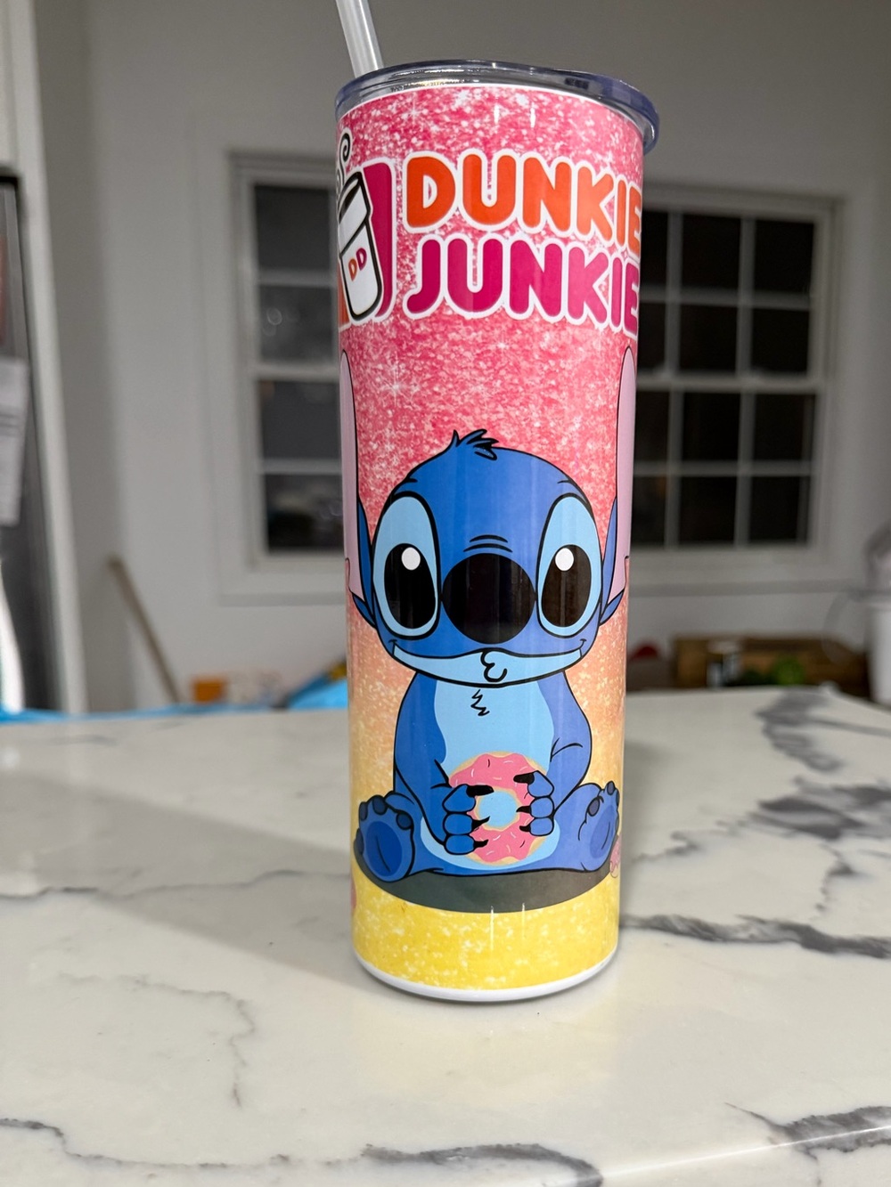 Dunkie Junkie Stitch Tumbler - Pink & Yellow